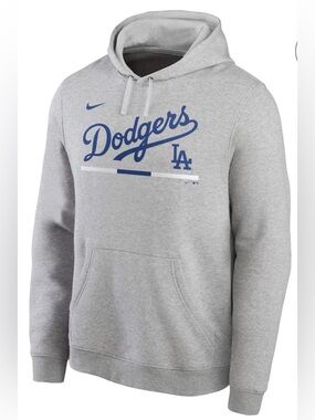 Los Angeles LA Dodgers Medium Nike Color Bar Club Pullover Hoodie - Gray